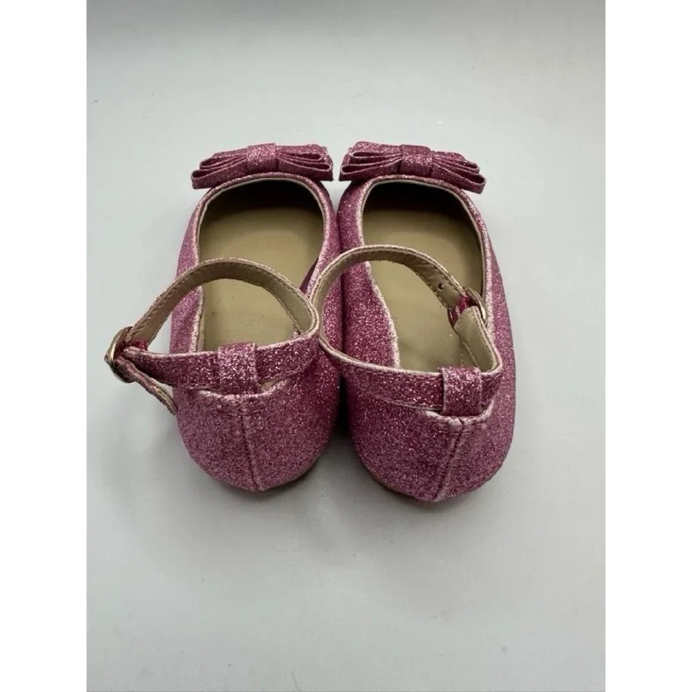 Janie And Jack Disney Princess Aurora Pink‎ Glitter Ballet Flats Kids Shoes 8T